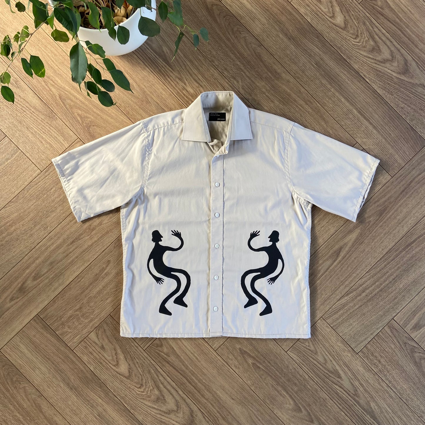 Stingray Reimagined “Stan” Short Sleeve Shirt, Size S Beige