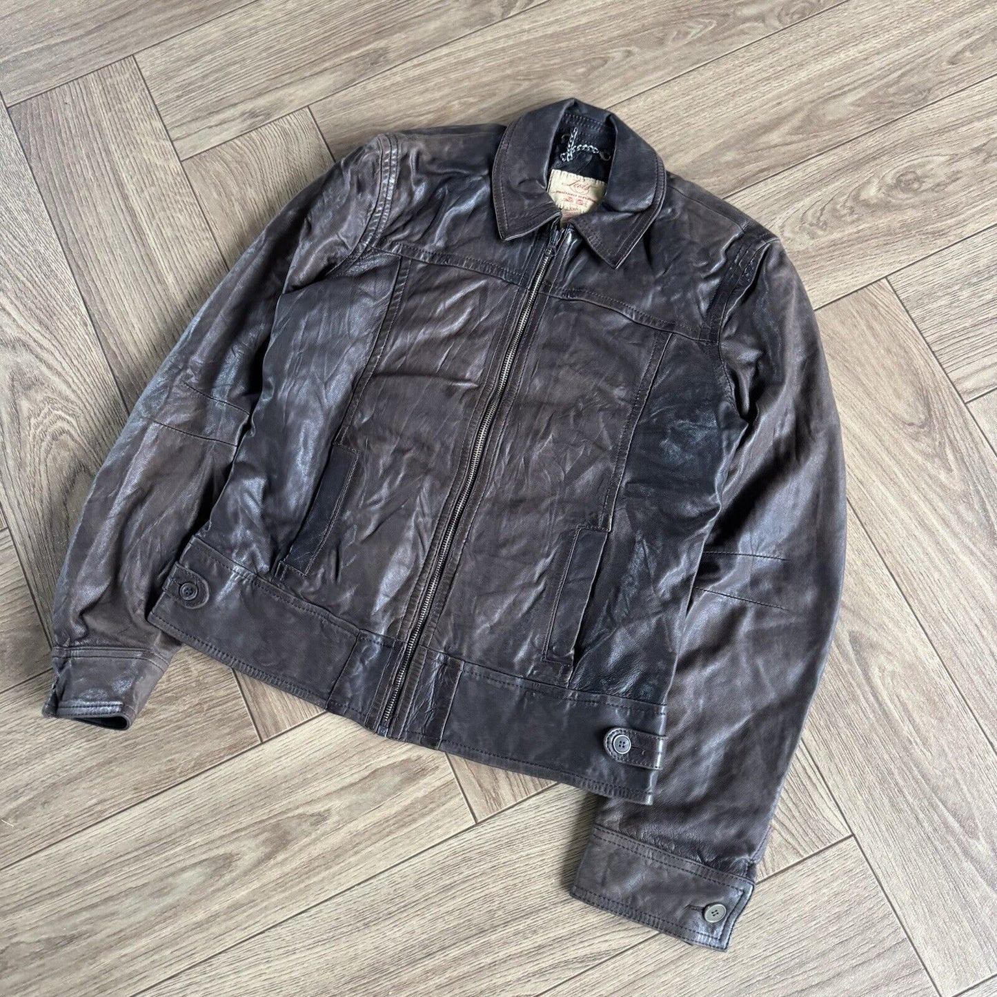 Vintage Levi’s Brown Leather Jacket 90s Women’s Size M Biker Bomber