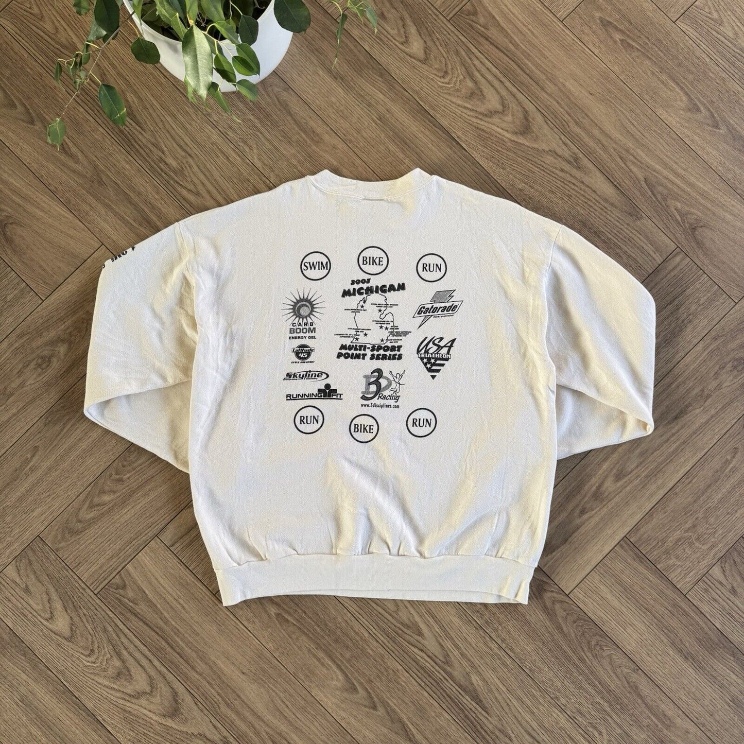Vintage Paul Banyan Triathlon Sweatshirt 90s Size XL White Graphic