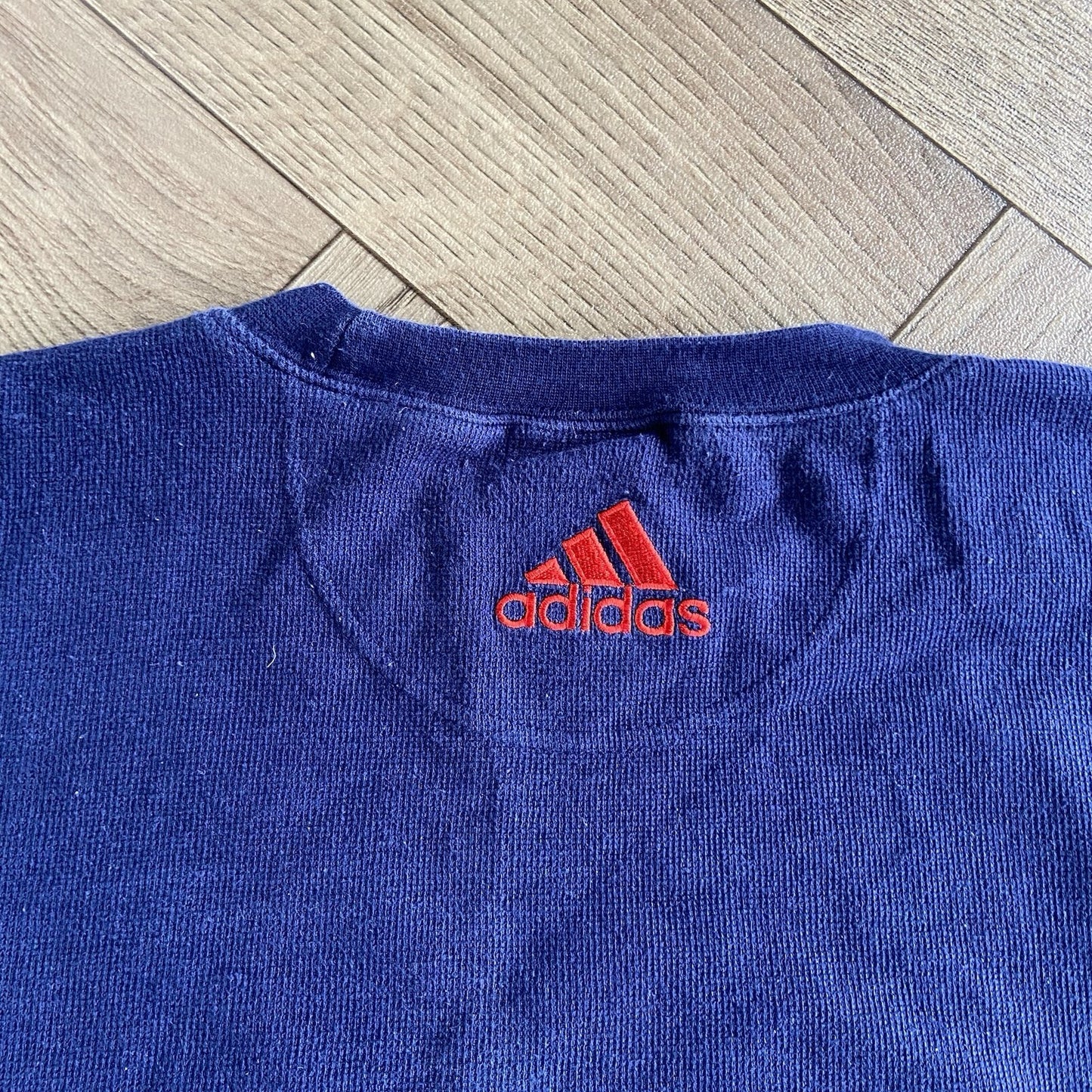 Vintage Adidas Sweatshirt 90s Size L Navy And Red Embroidered Badge Logo