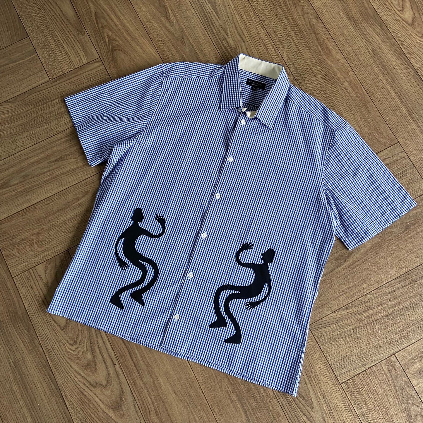 Stingray Reimagined “Stan” Short Sleeve Shirt, Size XL Blue Gingham Check