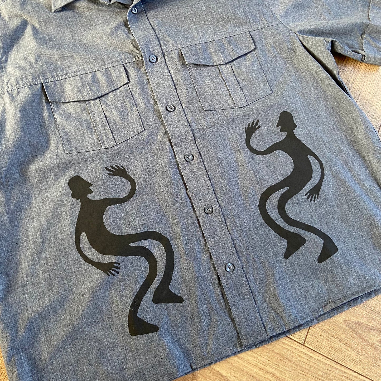 Stingray Reimagined “Stan” Short Sleeve Shirt, Size L Grey