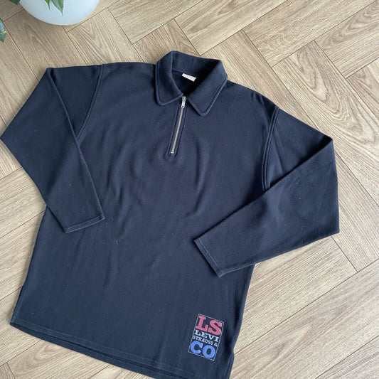 Vintage Levi’s Long Sleeve Polo Shirt 90s Size L Black