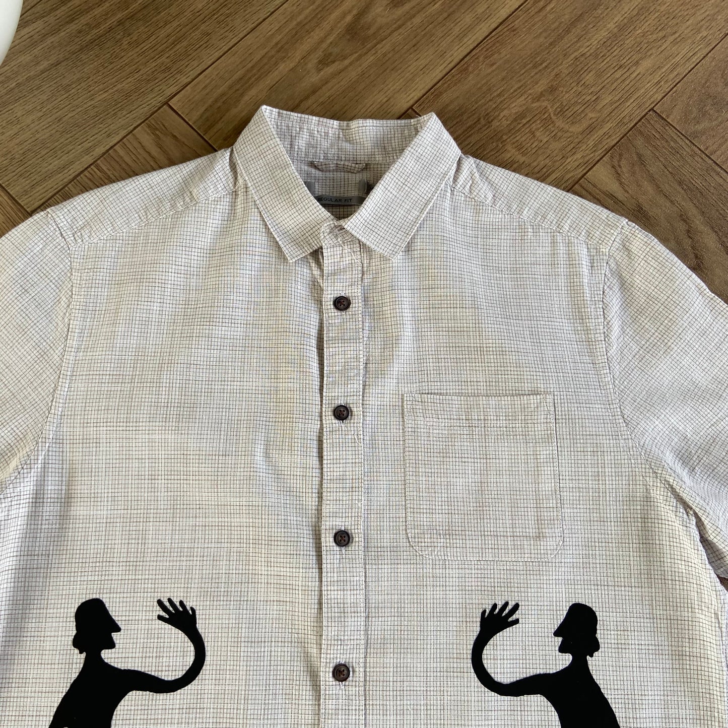 Stingray Reimagined “Stan” Short Sleeve Shirt, Size M Beige Check