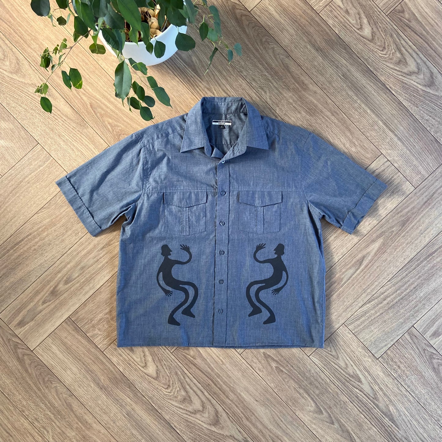 Stingray Reimagined “Stan” Short Sleeve Shirt, Size L Grey