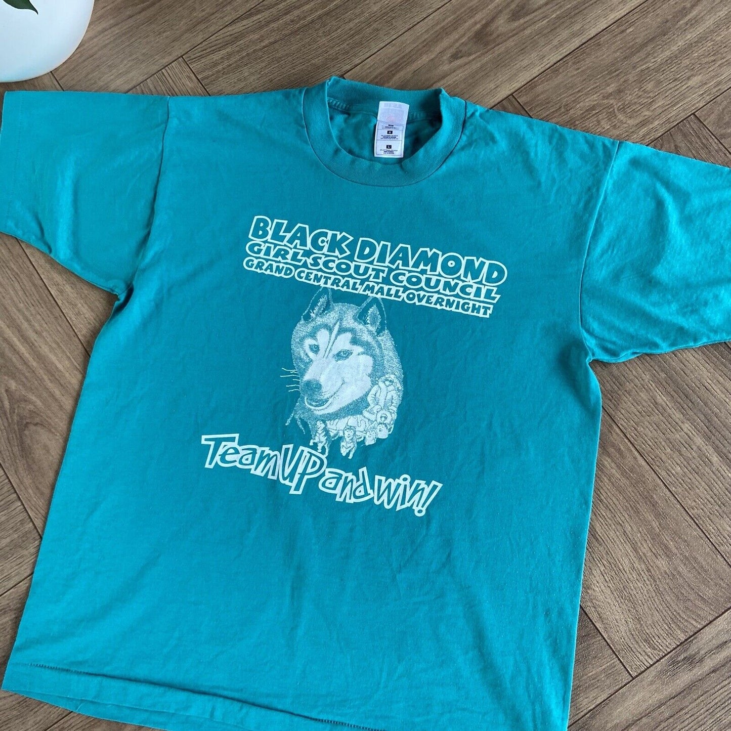 Vintage Girl Scout Single Stitch Graphic T Shirt 90s Size L Green
