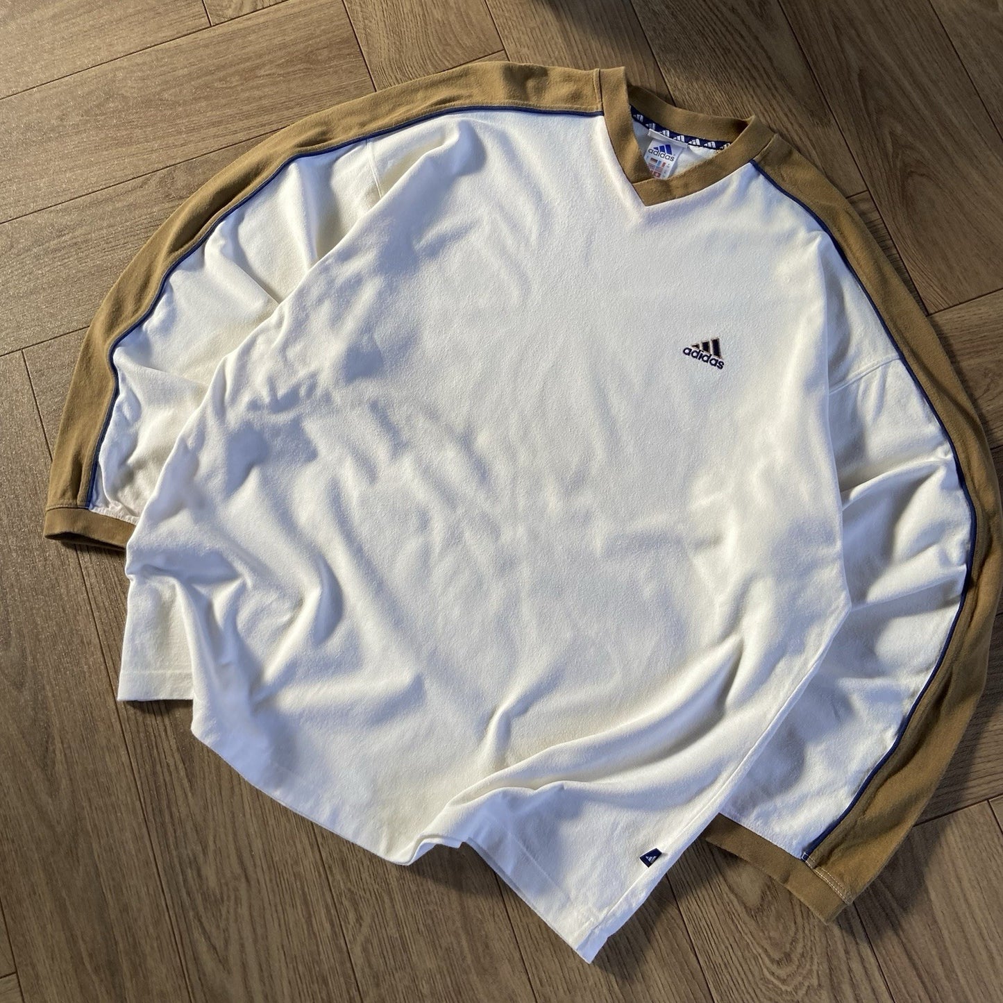 Vintage Adidas Sweatshirt 90s Size XL White Beige