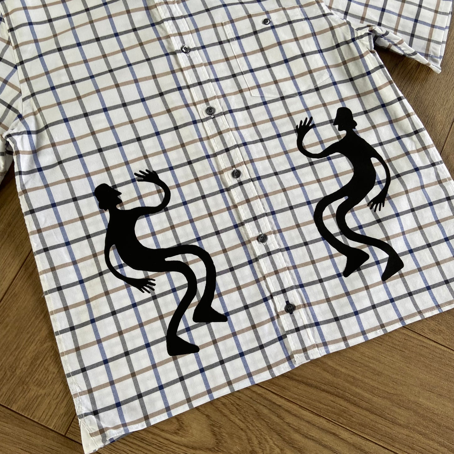 Stingray Reimagined “Stan” Short Sleeve Shirt, Size M White Check