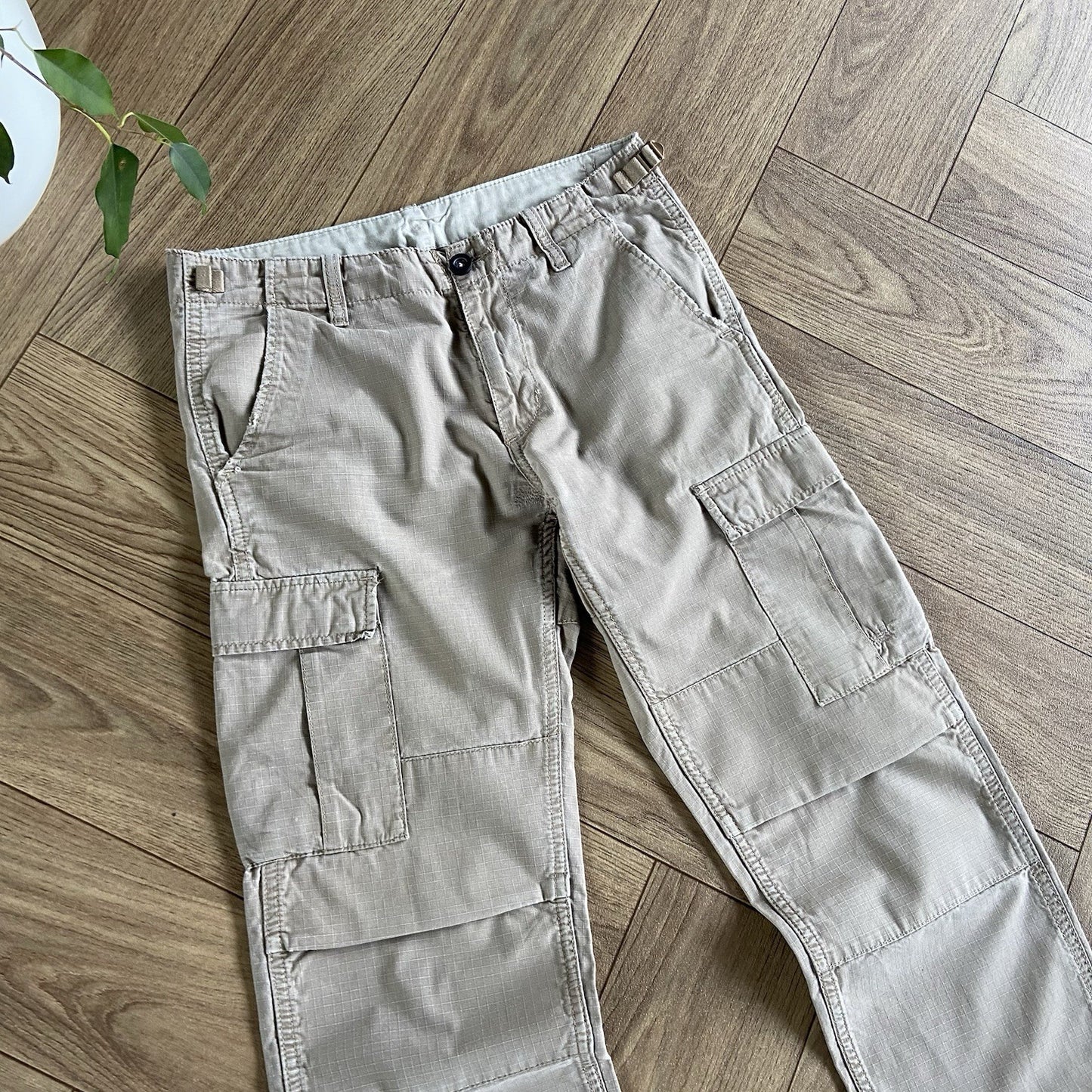 Vintage Carhartt Aviation Cargo Trousers W30 L32 Y2K Beige Ripstop Workgear