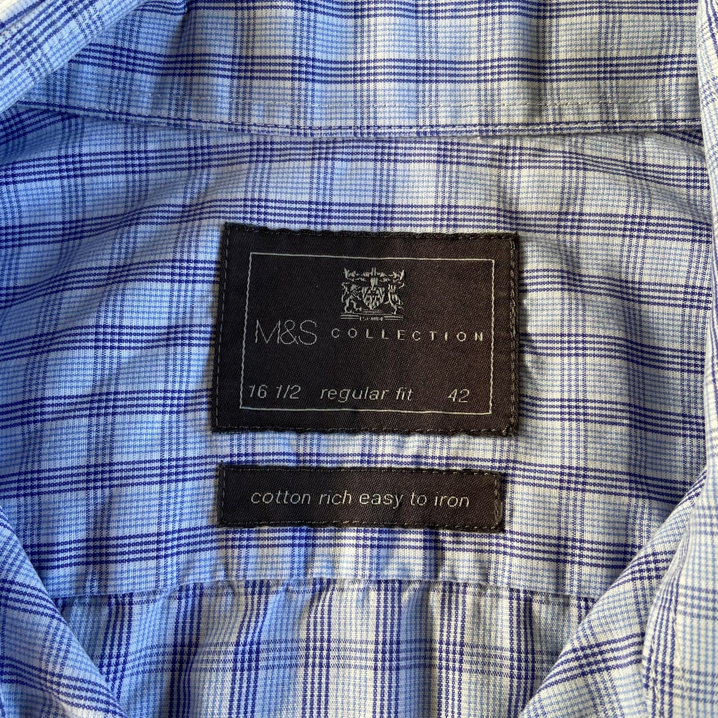 Stingray Reimagined “Stan” Short Sleeve Shirt, Size L Blue Gingham Check