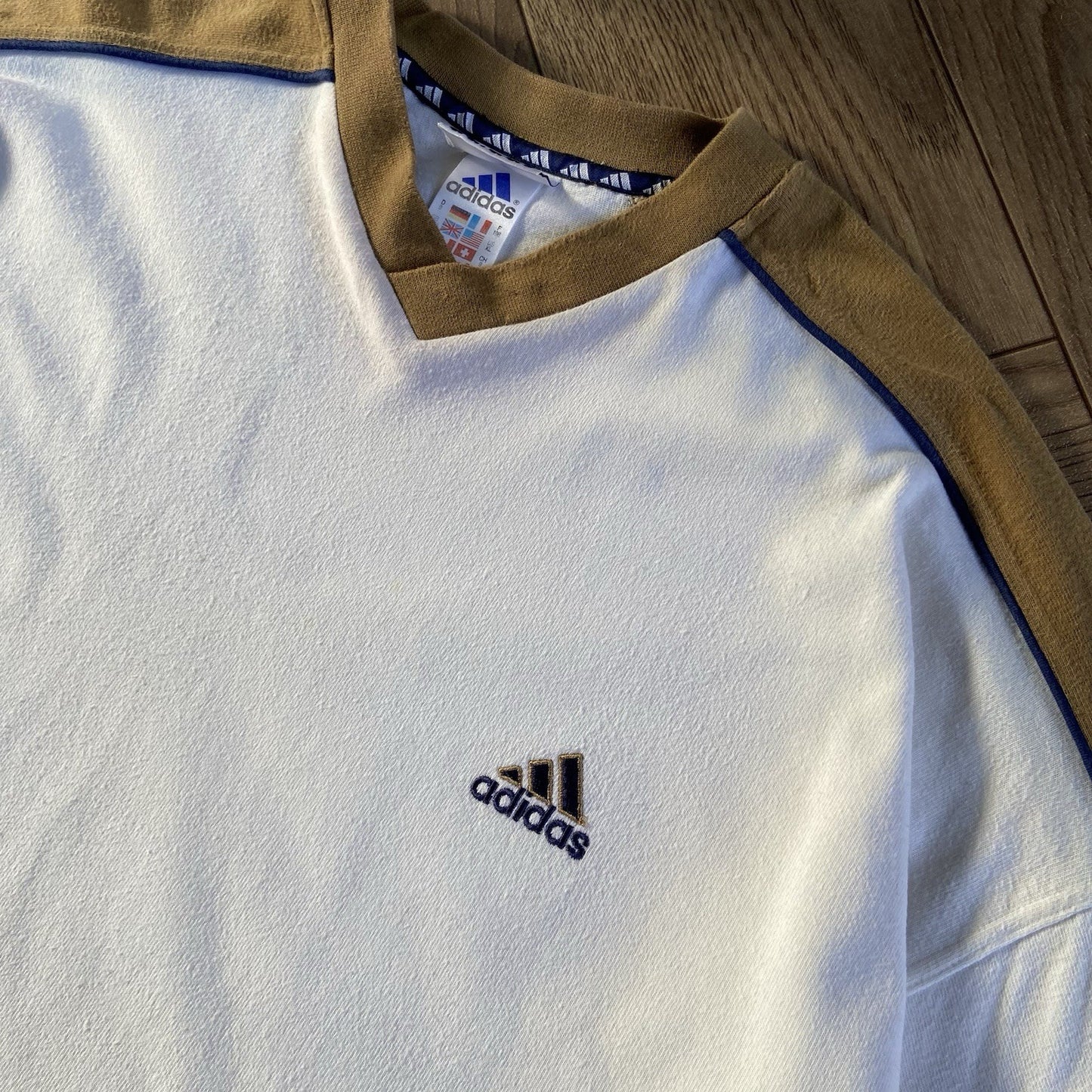 Vintage Adidas Sweatshirt 90s Size XL White Beige