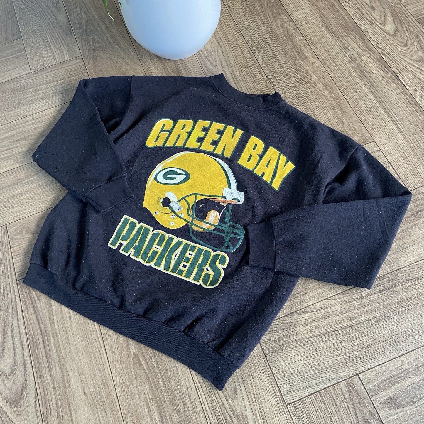 Vintage Green Bay Packers Sweatshirt 90s Size L Black Heavyweight NFL
