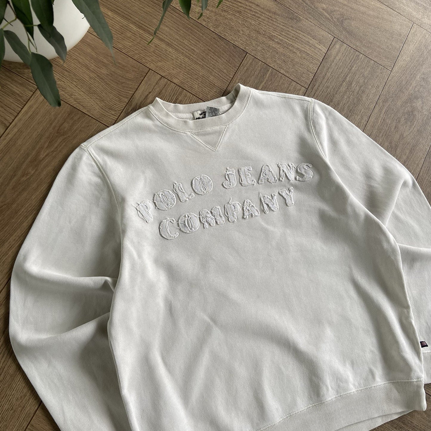 Vintage Polo Jeans Sweatshirt 90s Size S White Embroidered Ralph Lauren