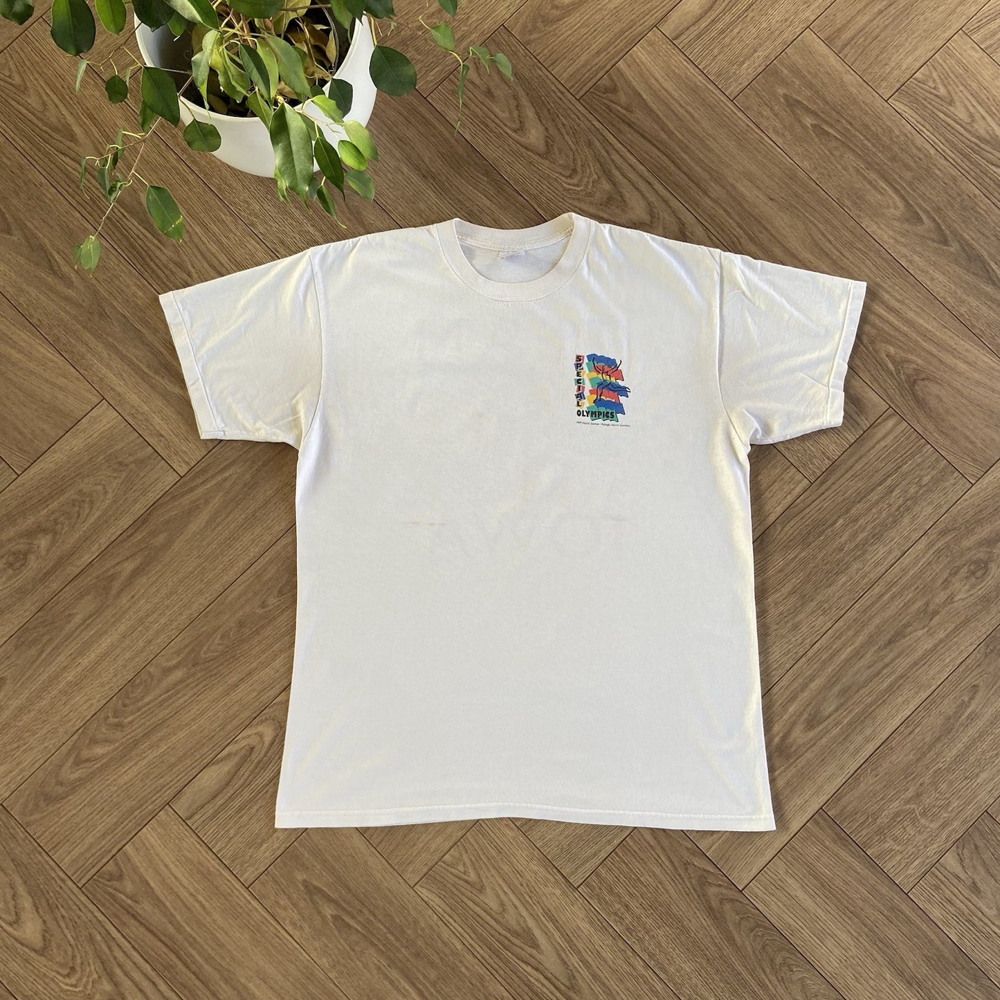 Vintage Special Olympics T Shirt Size XL 90s White Paralympics Team Iowa