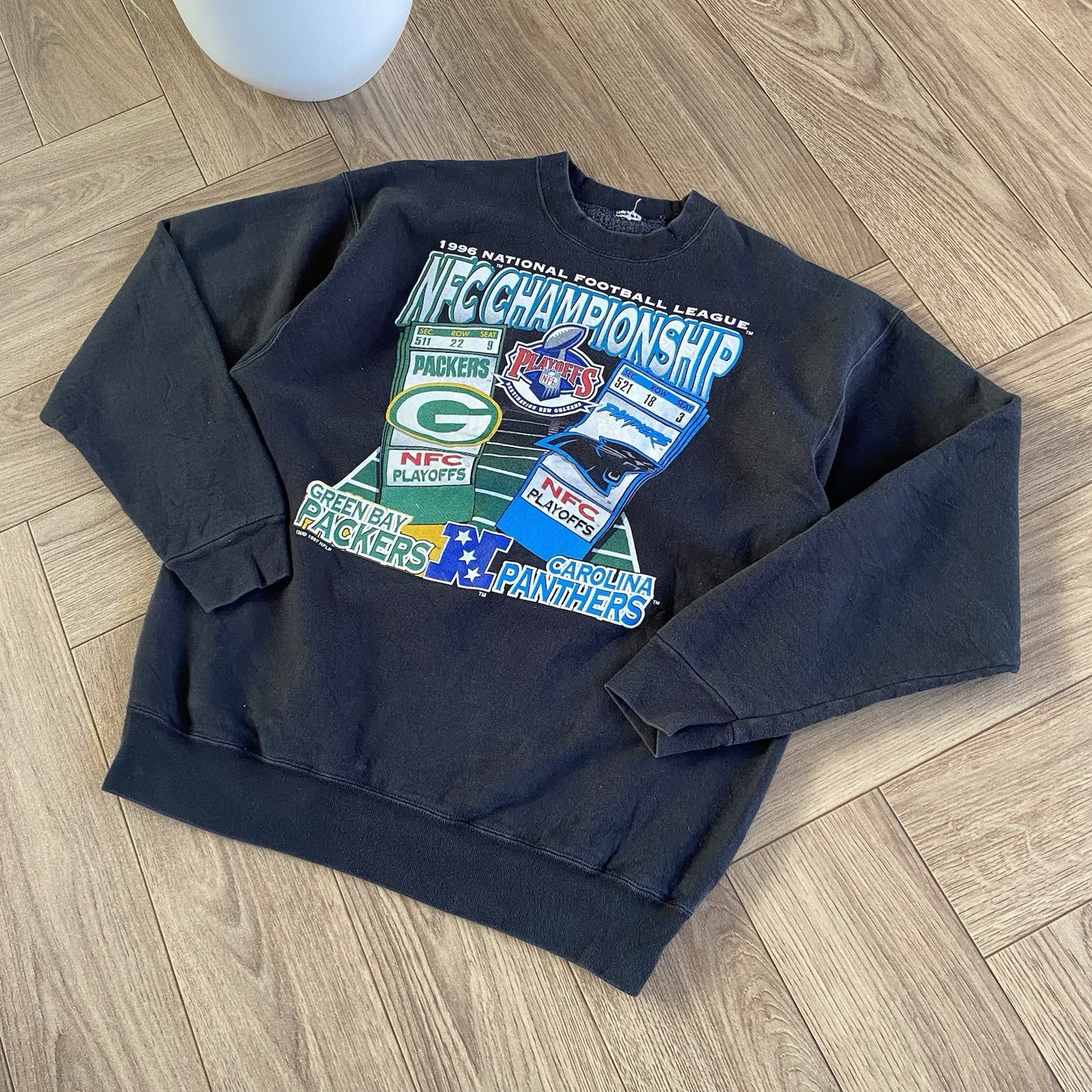 Vintage Green Bay Packers Sweatshirt 90s Size L Black Heavyweight NFL