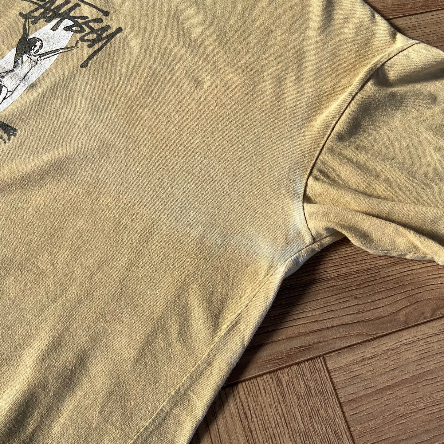 Vintage Stussy Surfing Woman T Shirt 90s Size S Beige