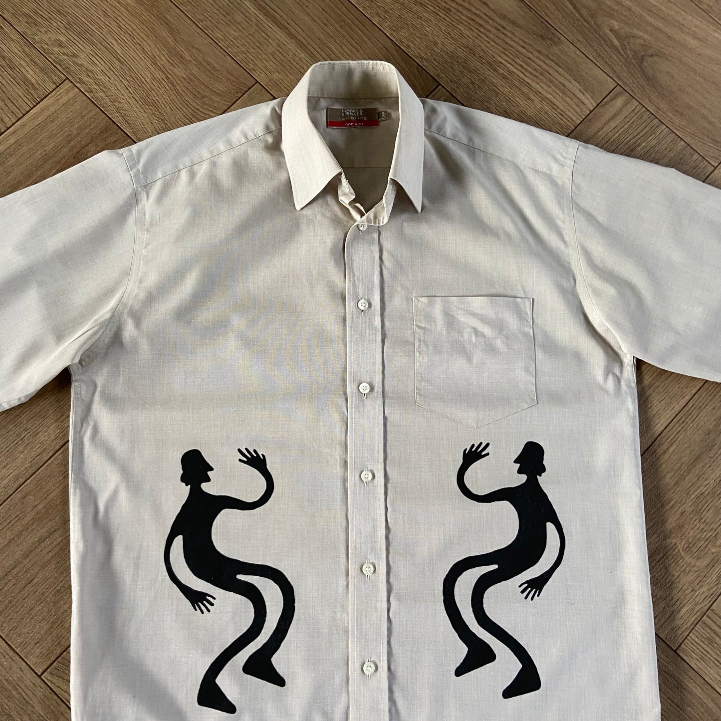 Stingray Reimagined “Stan” Short Sleeve Shirt, Size M Beige