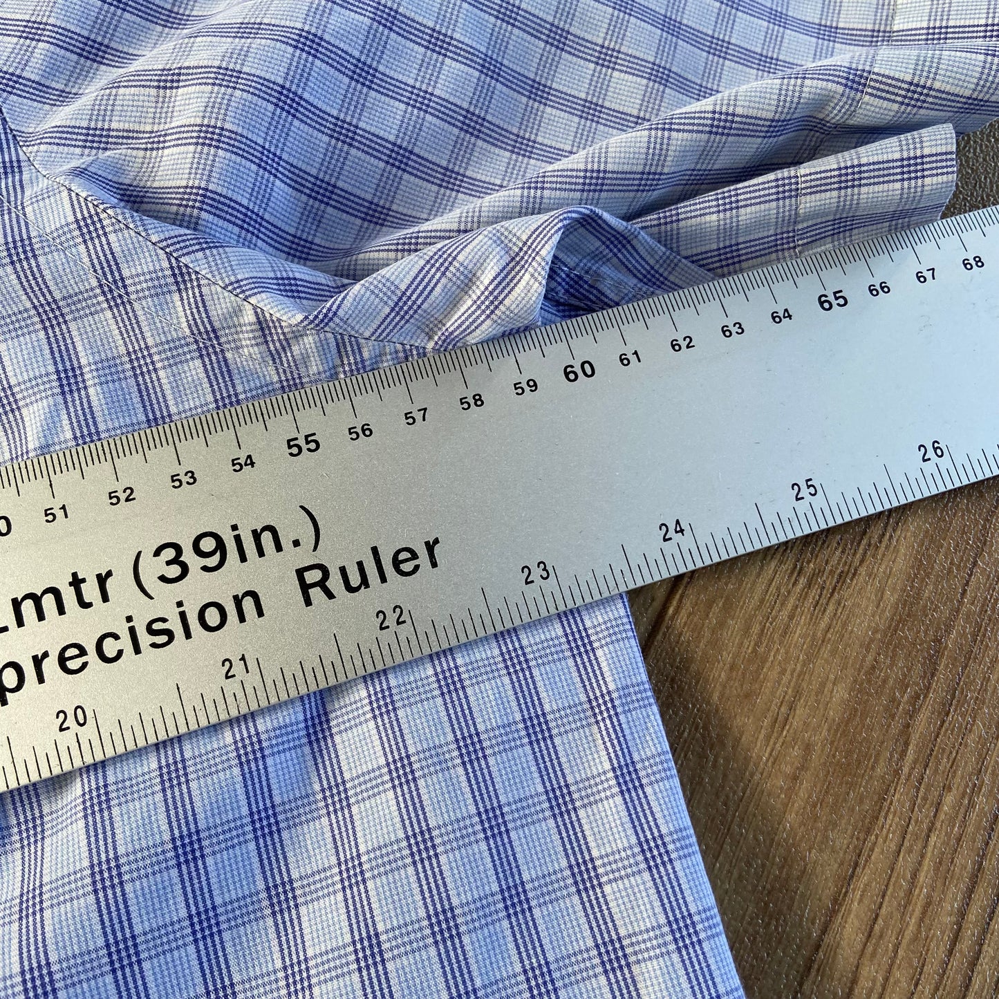 Stingray Reimagined “Stan” Short Sleeve Shirt, Size L Blue Gingham Check
