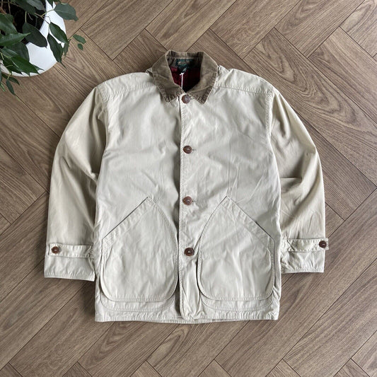 Vintage Field Jacket 90s Size S Cream Chore Hunting Workwear