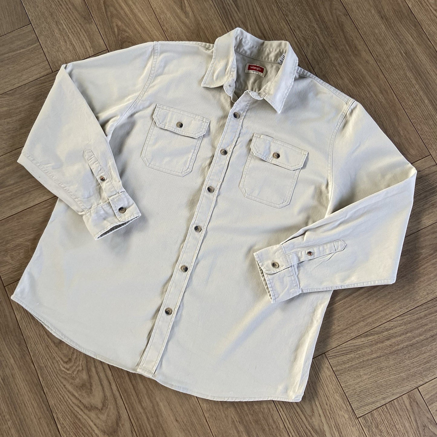 Vintage Wrangler Heavyweight Cream Shirt Y2K Size XL Overshirt