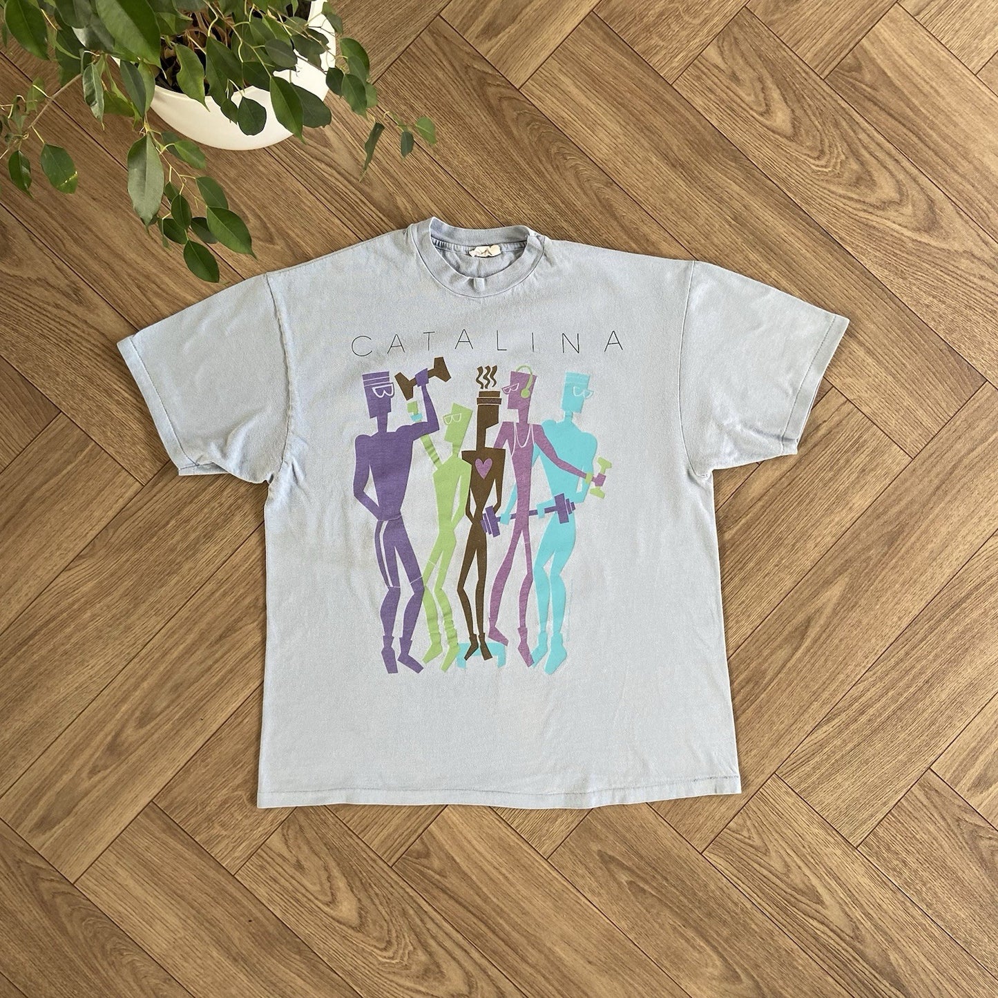 Vintage Catalina Souvenir T Shirt Size XL 90s Blue Graphic Print