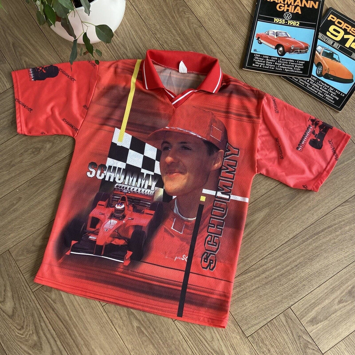 Vintage Michael Schumacher Ferrari Polo Shirt Size XL 90s Red