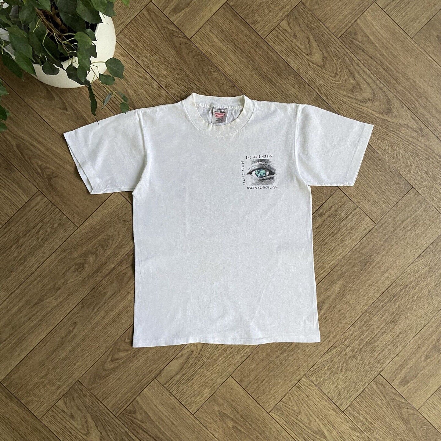 Vintage Spoleto Festival T Shirt Size M 90s White Graphic Single Stitch Art 1991
