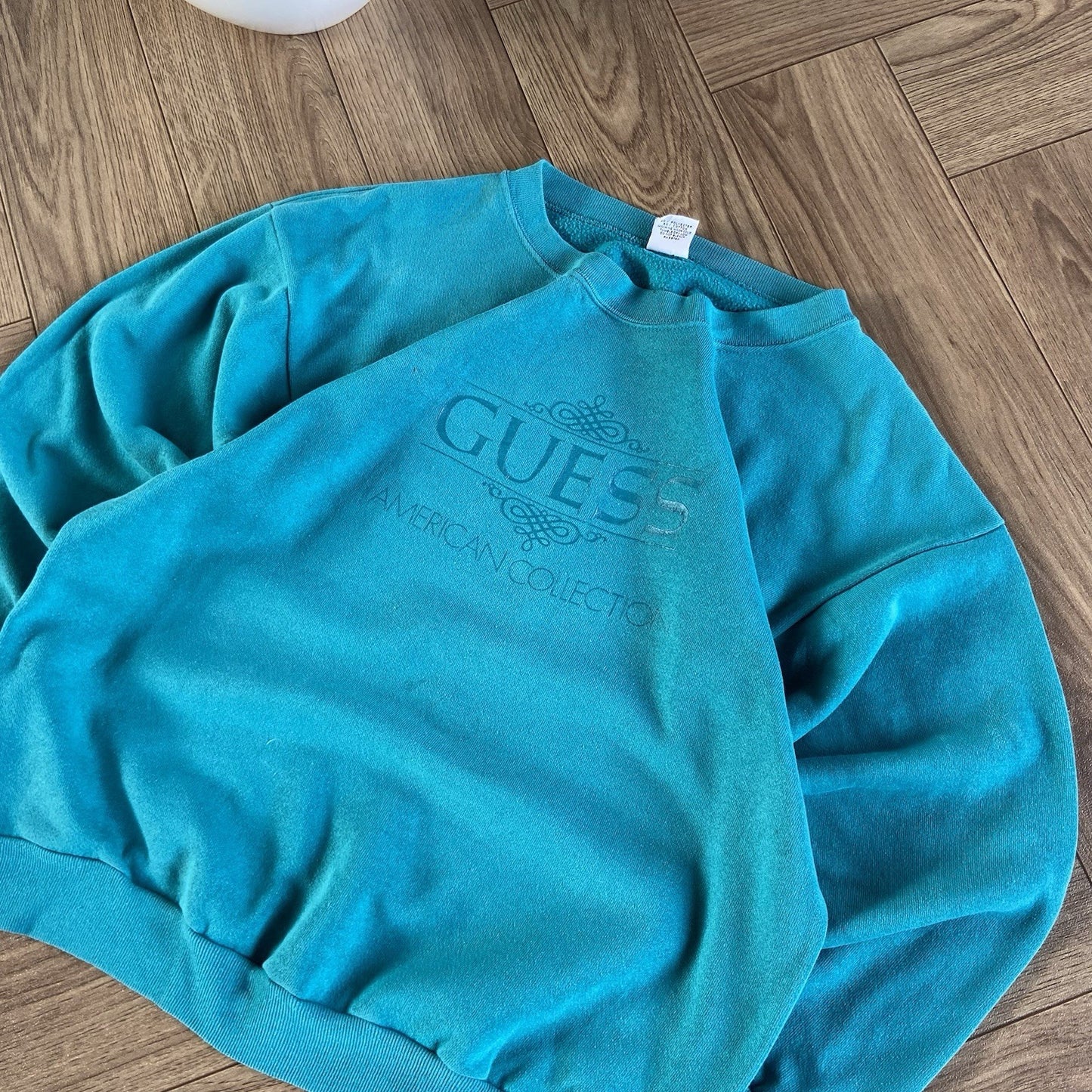 Vintage Guess Sweatshirt 90s Fits L Teal Green Graphic Spellout