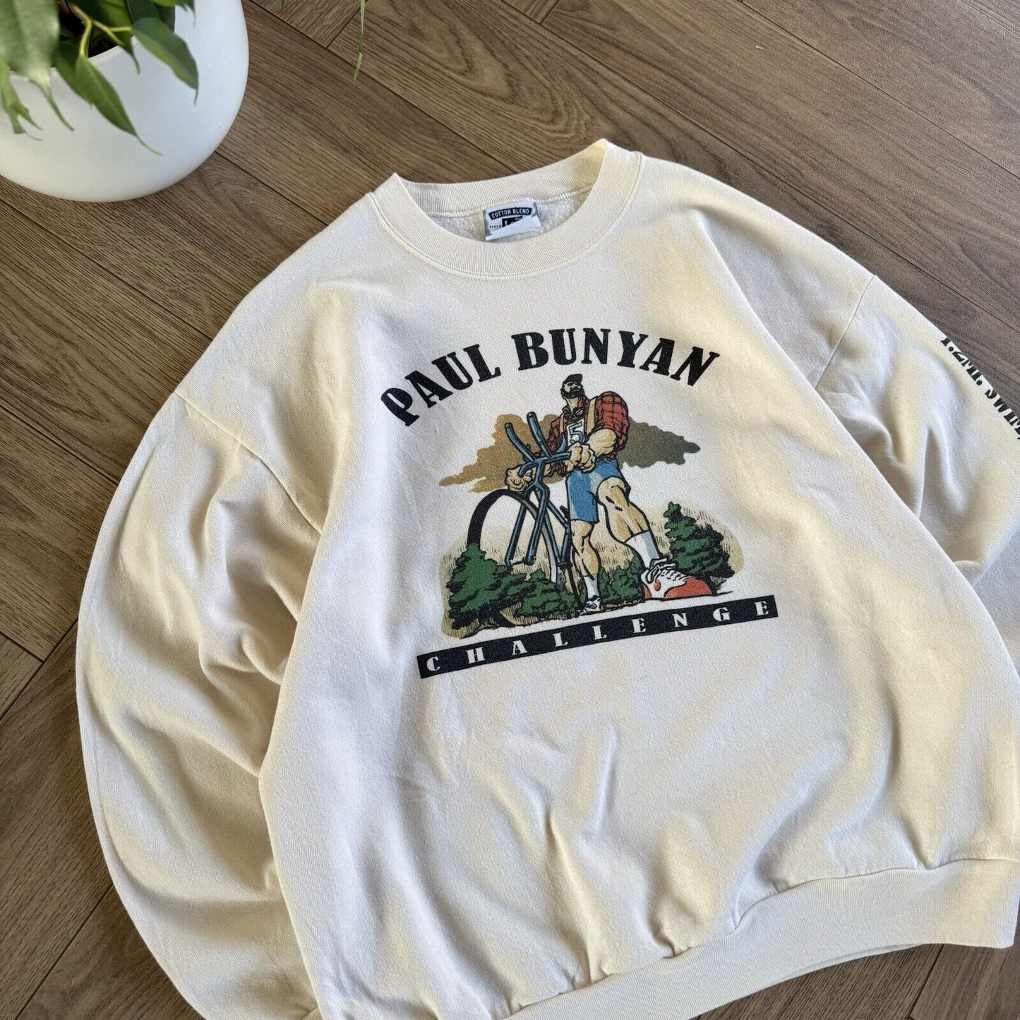 Vintage Paul Banyan Triathlon Sweatshirt 90s Size XL White Graphic