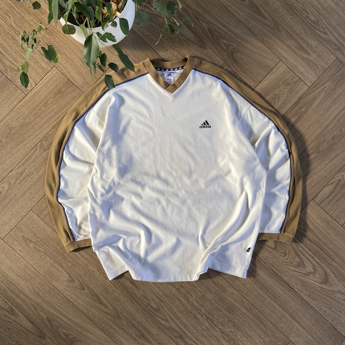 Vintage Adidas Sweatshirt 90s Size XL White Beige