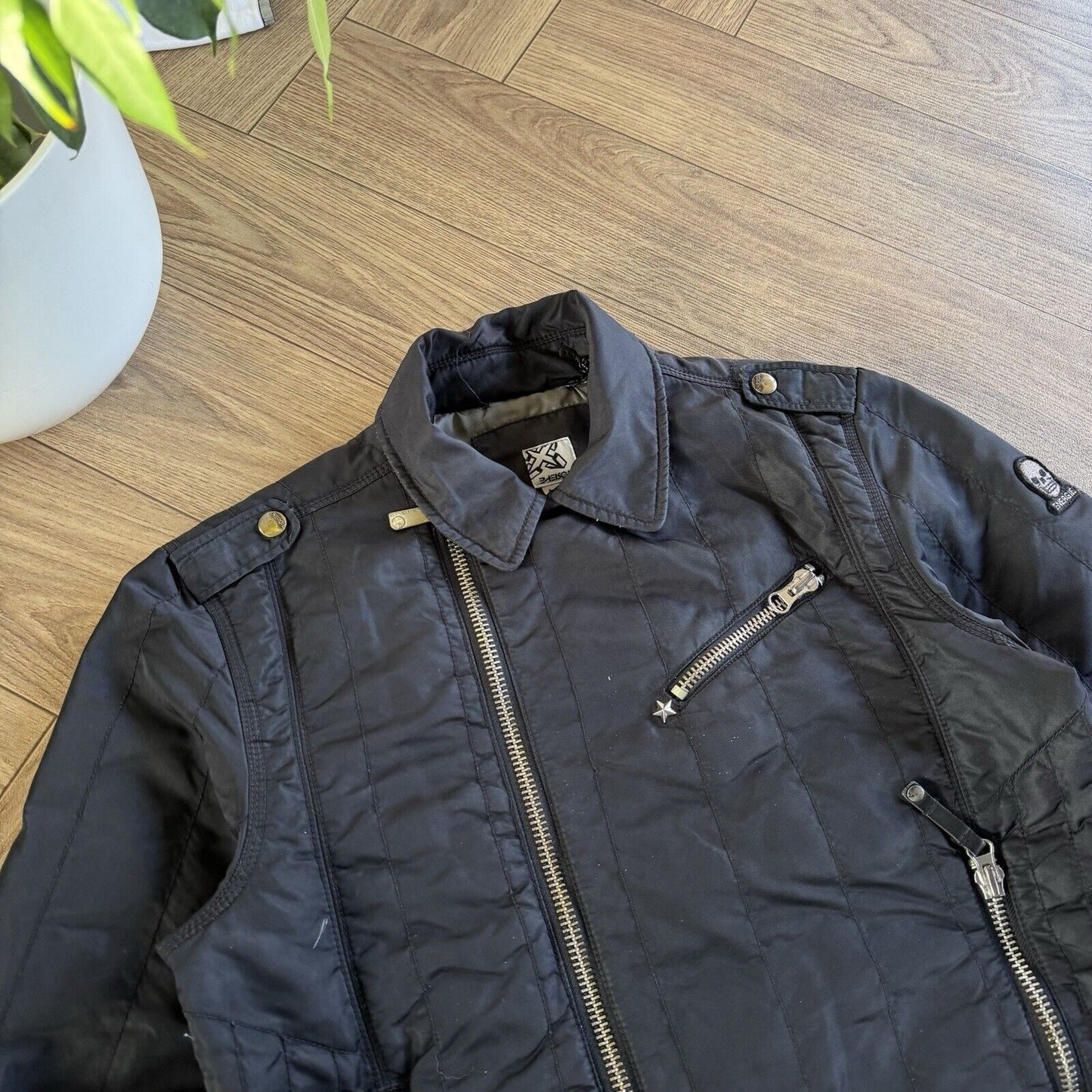 Vintage Energie Bomber Biker Jacket Size M Y2K Black