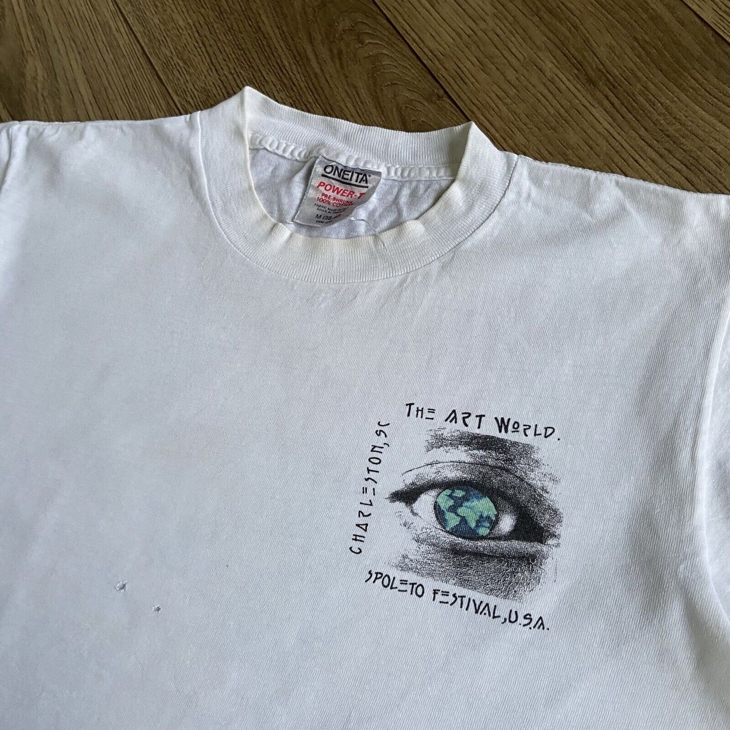 Vintage Spoleto Festival T Shirt Size M 90s White Graphic Single Stitch Art 1991