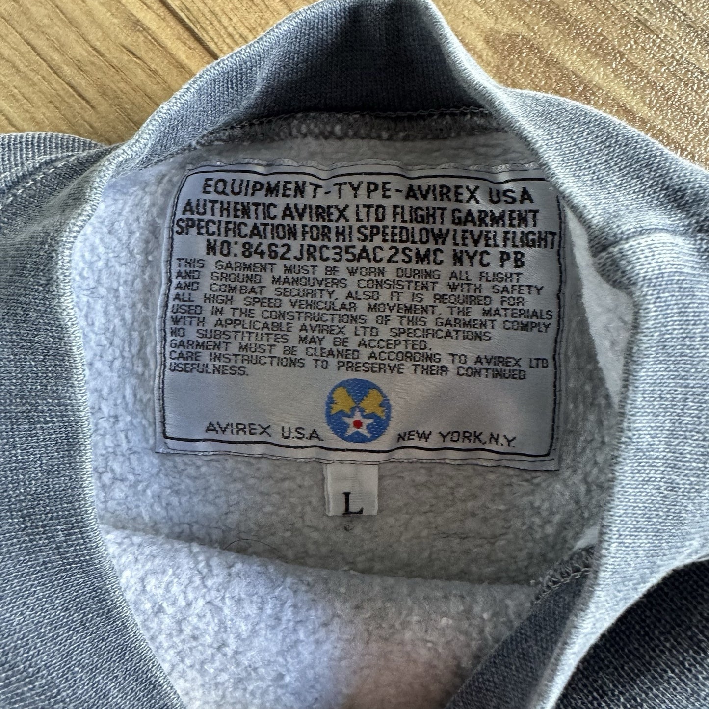 Vintage Avirex Graphic Sweatshirt 80s Size L Blue Italian Paninaro