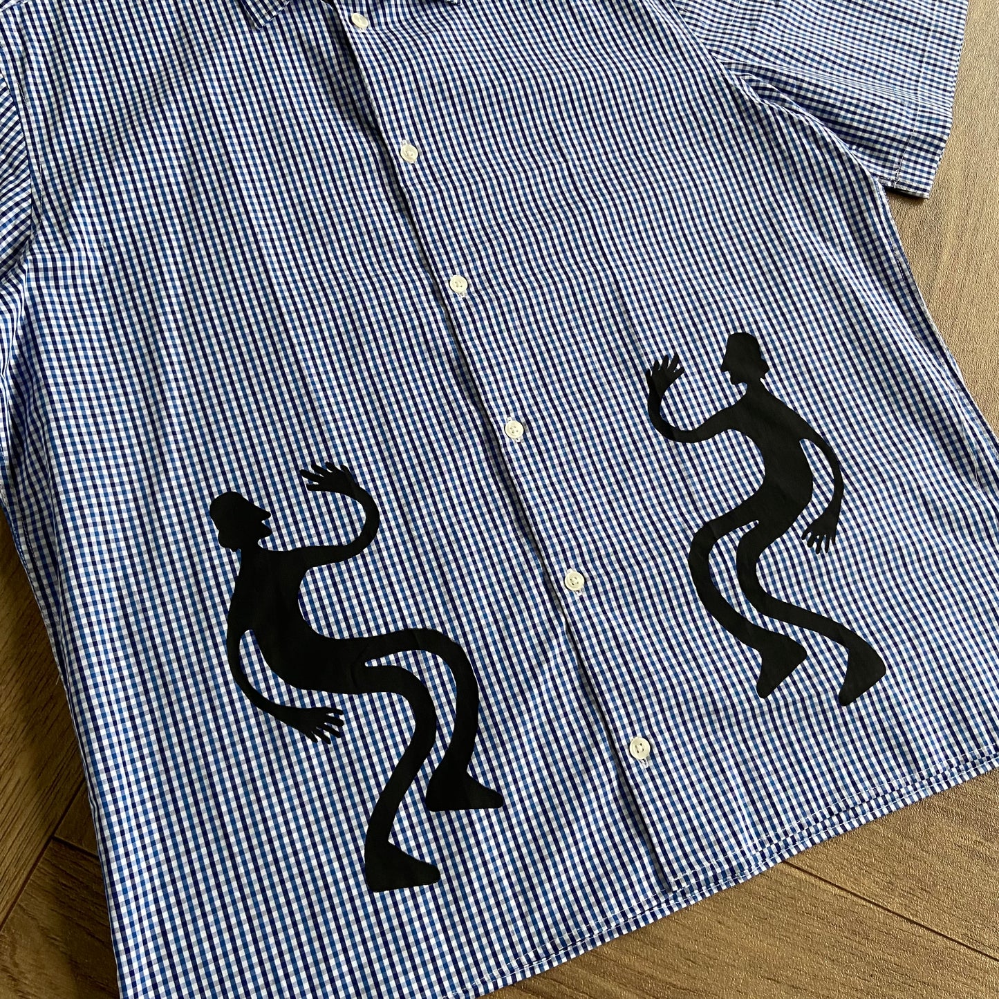 Stingray Reimagined “Stan” Short Sleeve Shirt, Size XL Blue Gingham Check