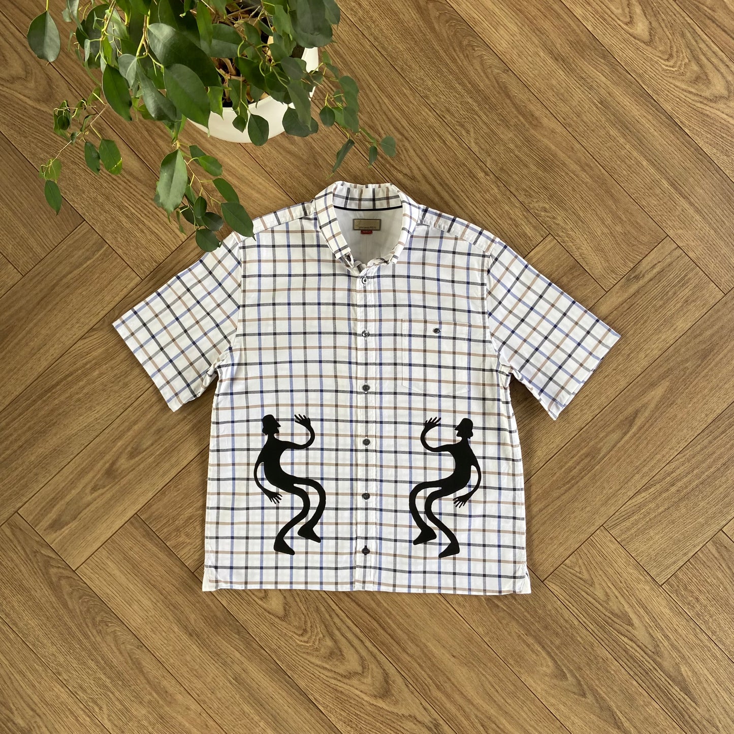 Stingray Reimagined “Stan” Short Sleeve Shirt, Size M White Check