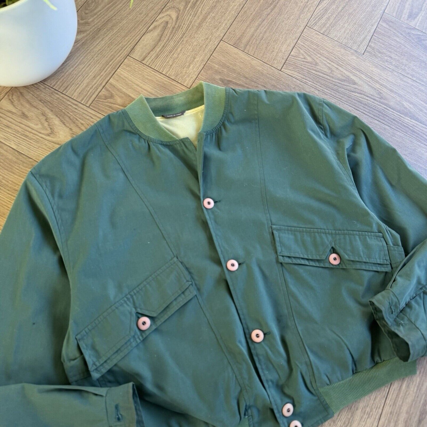 Vintage Green Bomber Harrington Jacket 80s Size L Italian