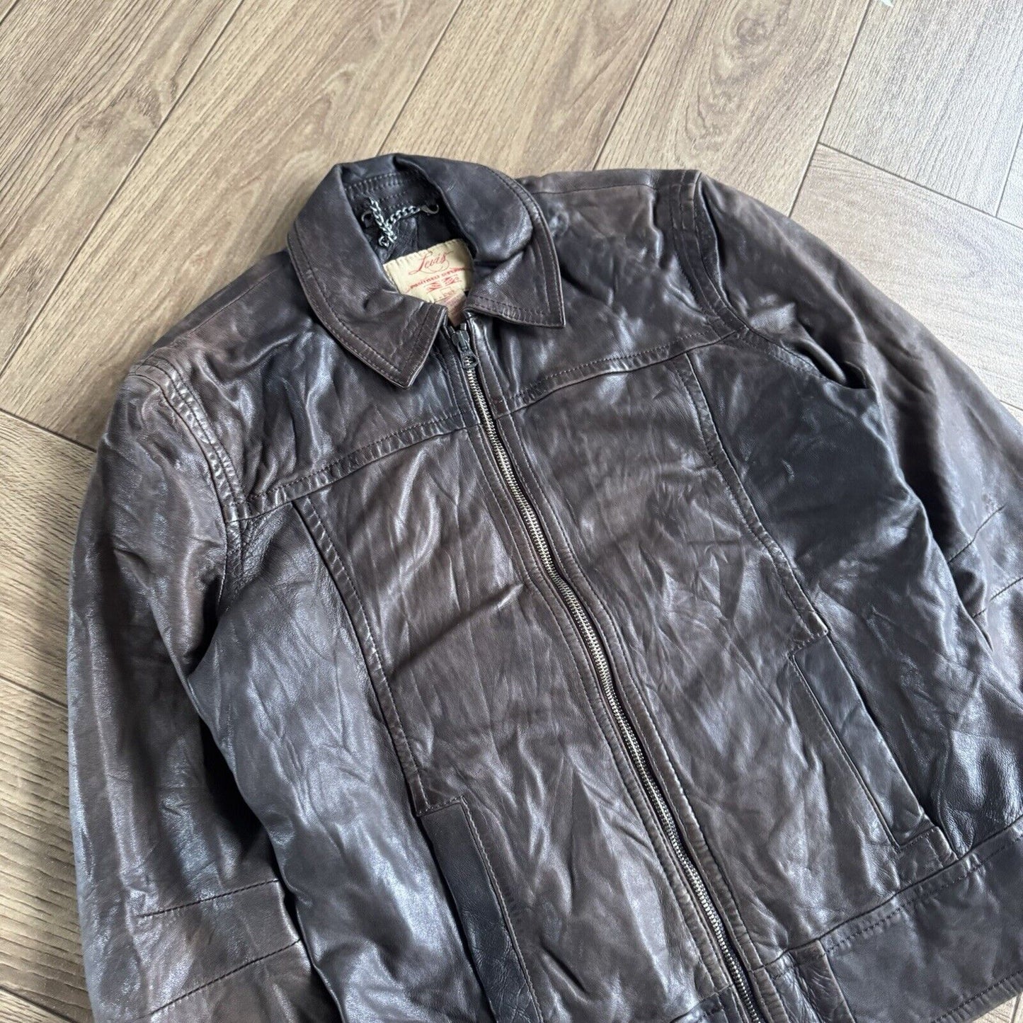 Vintage Levi’s Brown Leather Jacket 90s Women’s Size M Biker Bomber