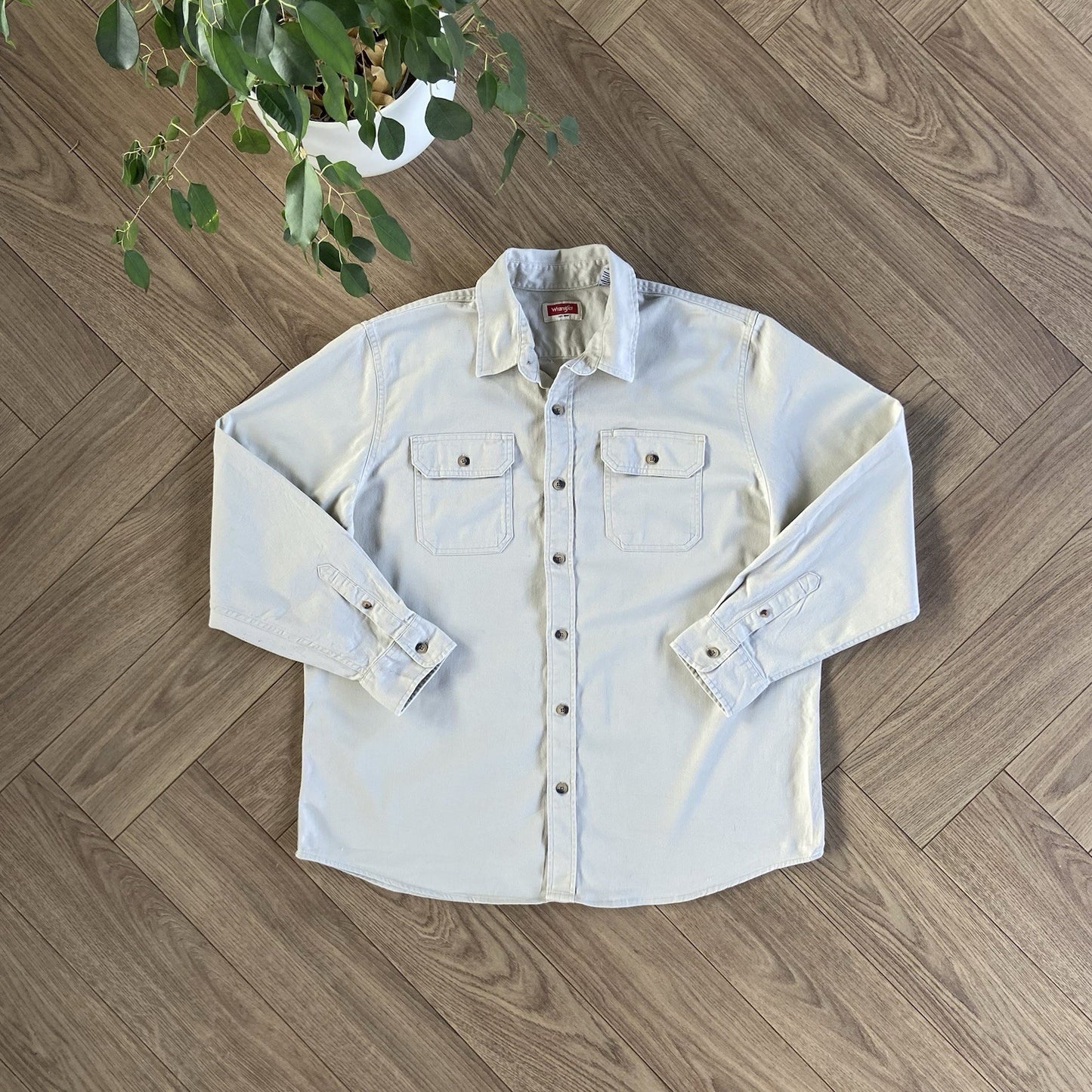 Vintage Wrangler Heavyweight Cream Shirt Y2K Size XL Overshirt