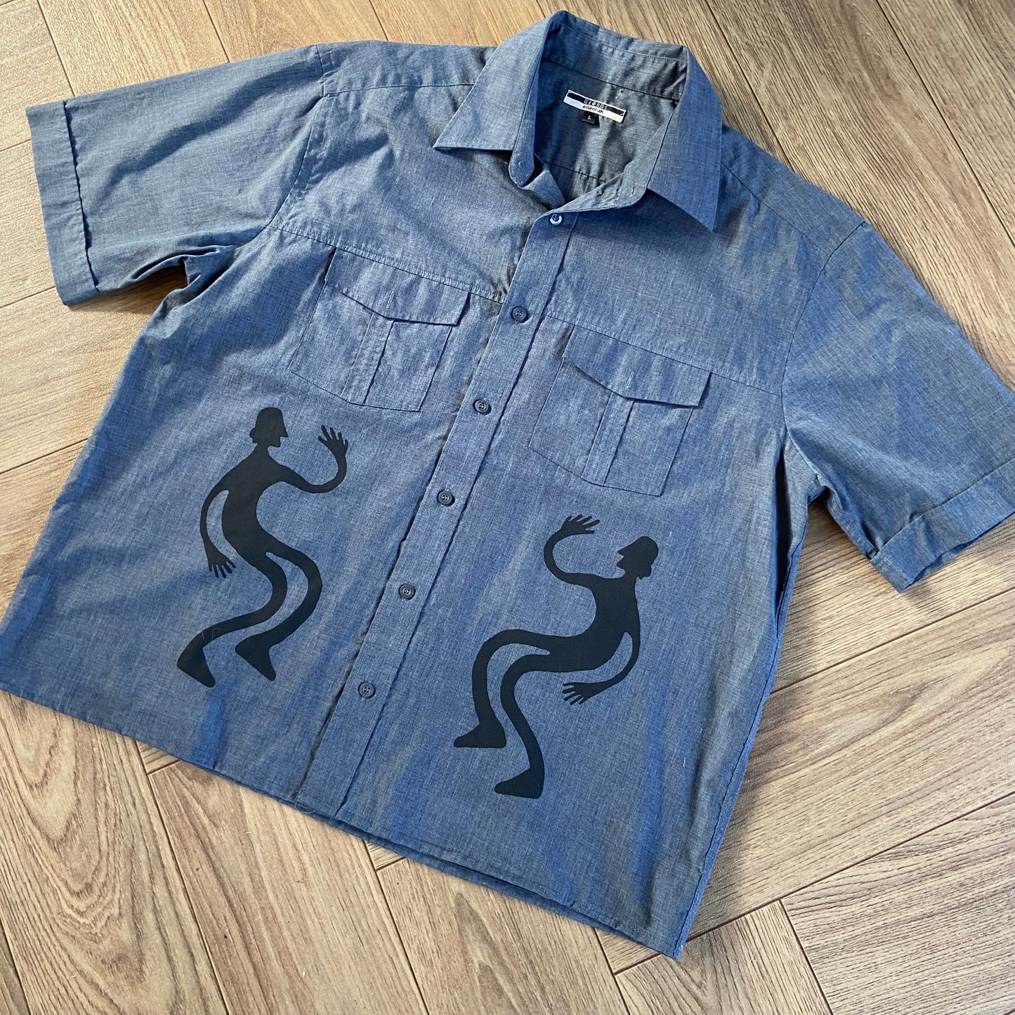 Stingray Reimagined “Stan” Short Sleeve Shirt, Size L Grey