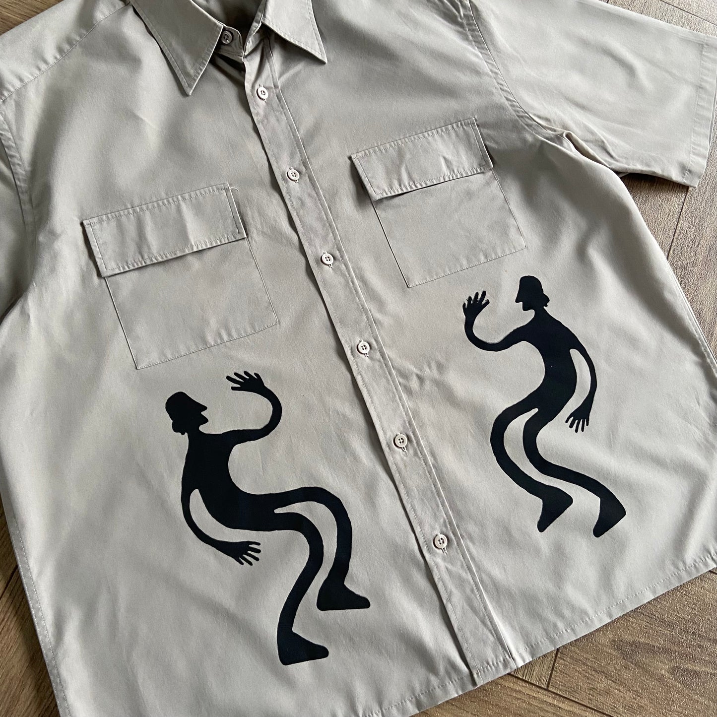 Stingray Reimagined “Stan” Short Sleeve Shirt, Size L Beige