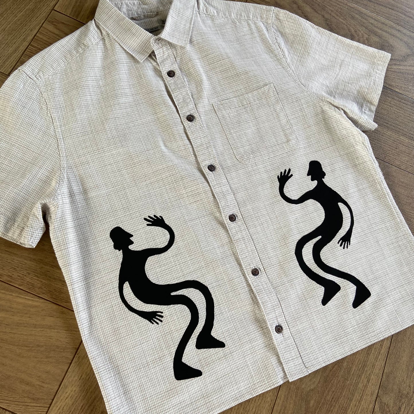 Stingray Reimagined “Stan” Short Sleeve Shirt, Size M Beige Check