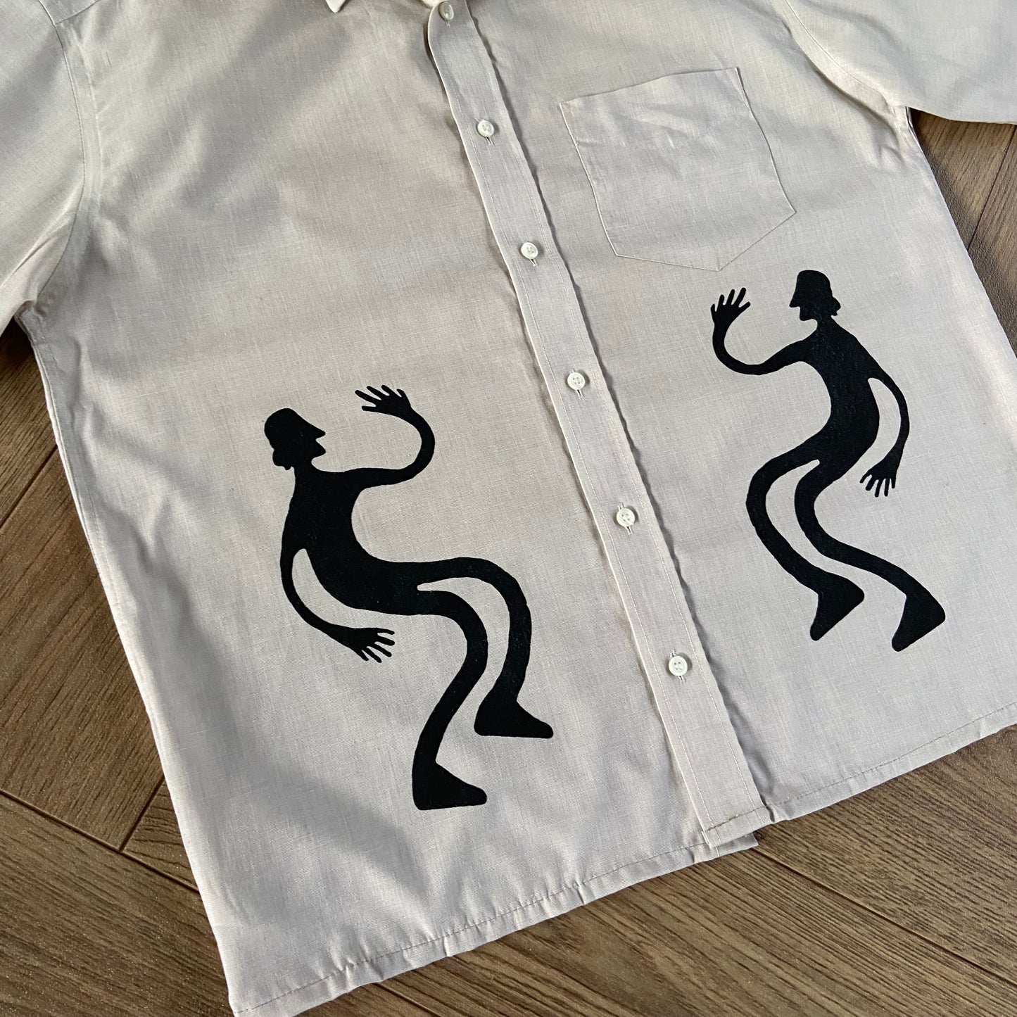 Stingray Reimagined “Stan” Short Sleeve Shirt, Size M Beige