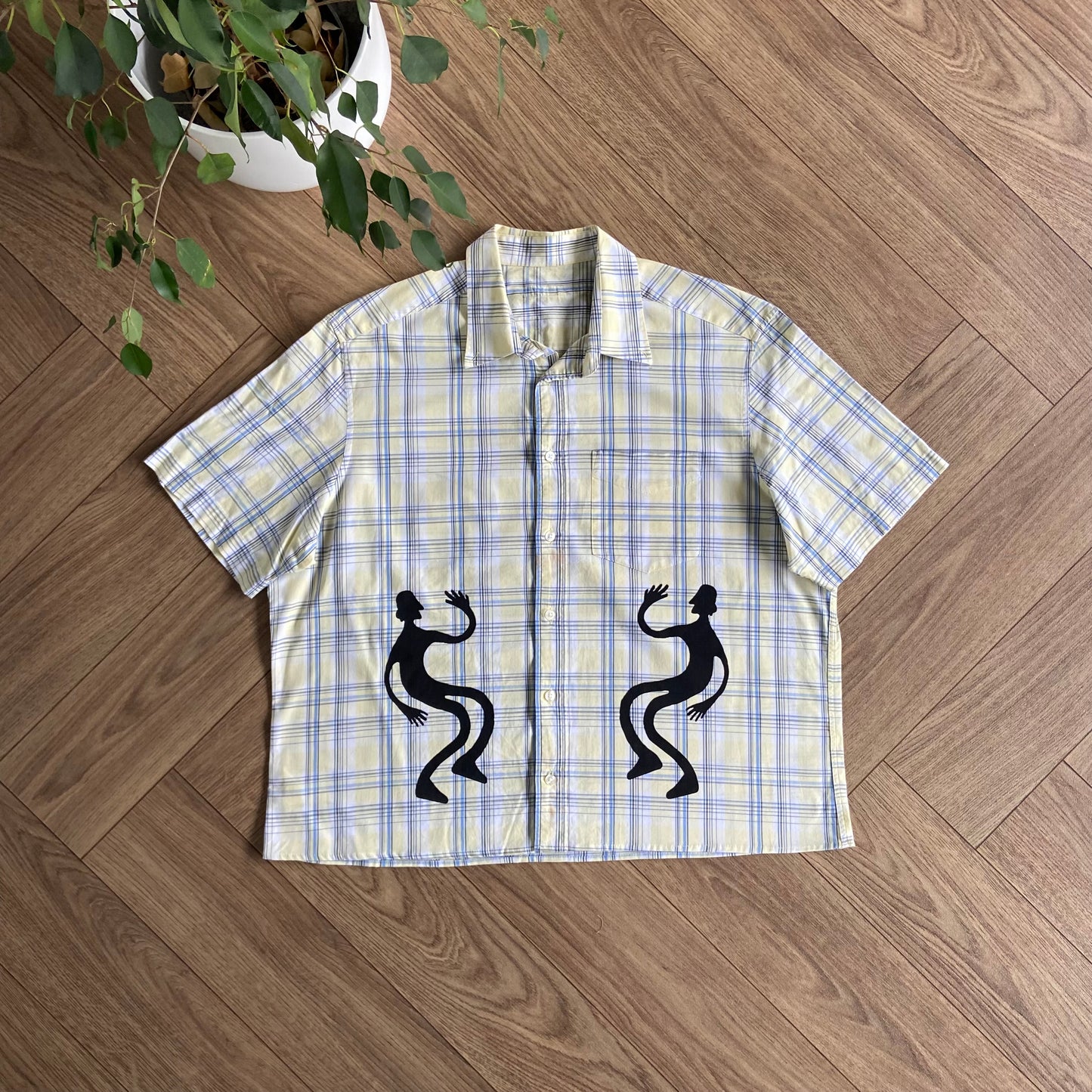 Stingray Reimagined “Stan” Short Sleeve Shirt, Size XL Yellow Check