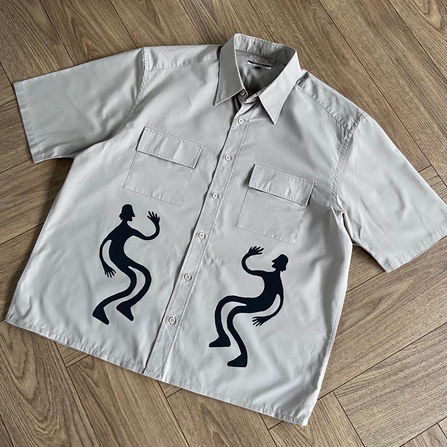 Stingray Reimagined “Stan” Short Sleeve Shirt, Size L Beige