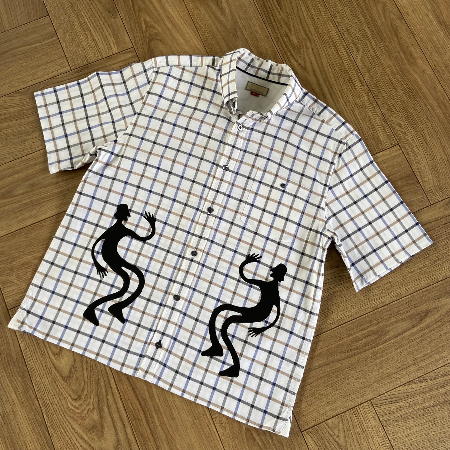 Stingray Reimagined “Stan” Short Sleeve Shirt, Size M White Check
