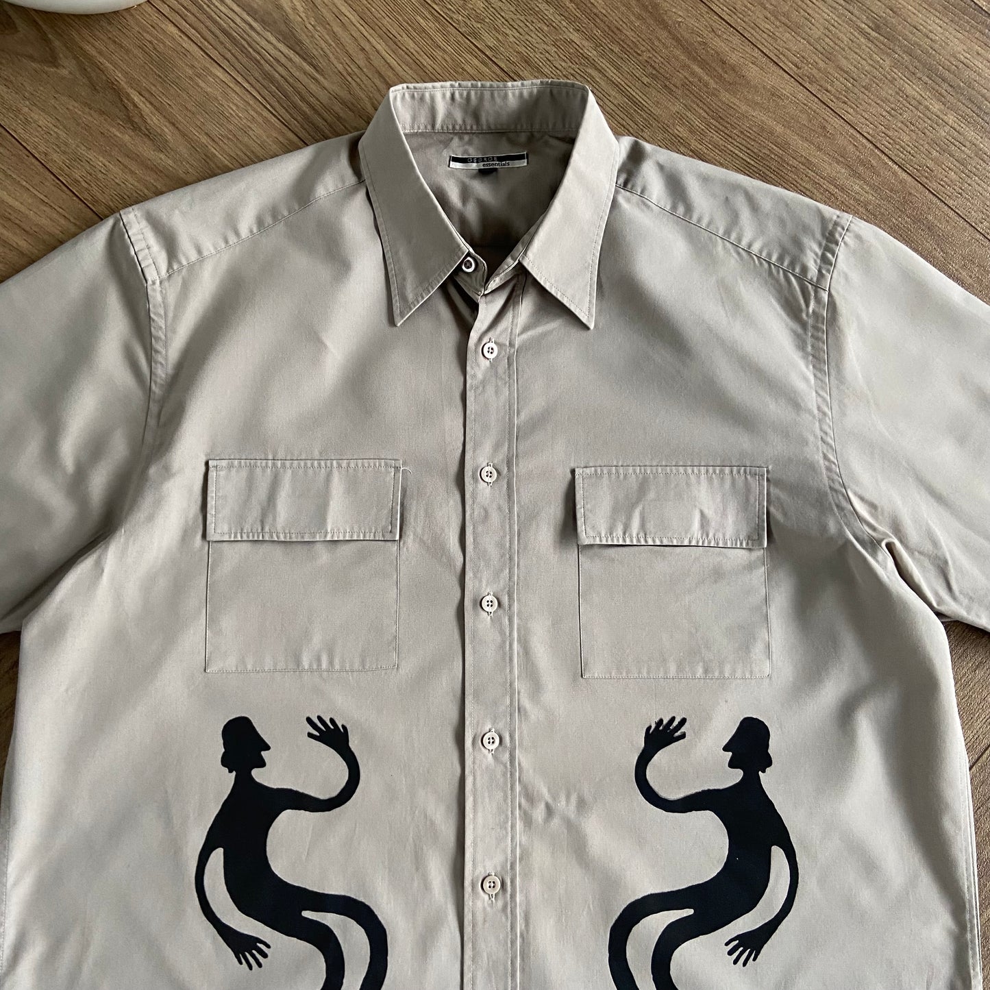 Stingray Reimagined “Stan” Short Sleeve Shirt, Size L Beige