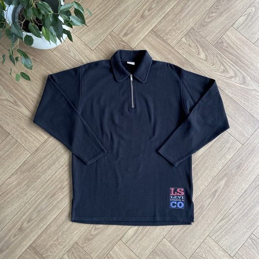 Vintage Levi’s Long Sleeve Polo Shirt 90s Size L Black