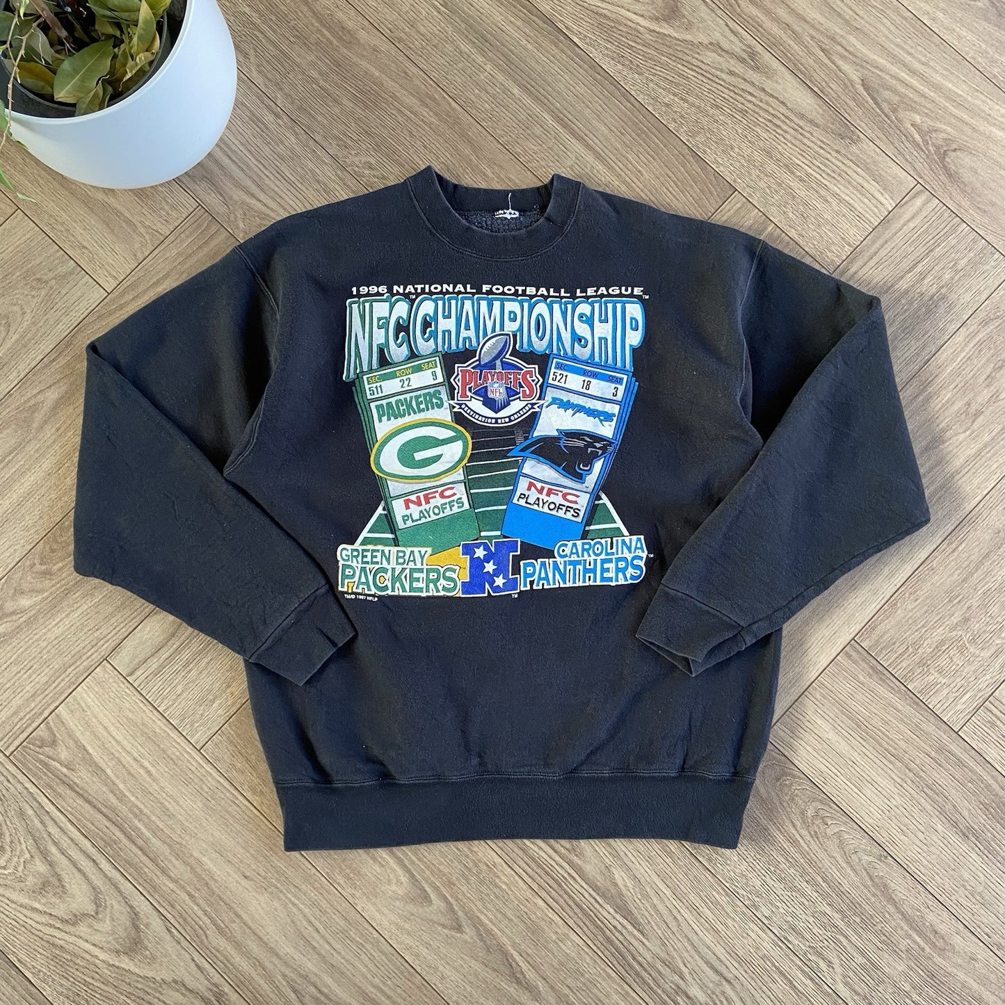 Vintage Green Bay Packers Sweatshirt 90s Size L Black Heavyweight NFL