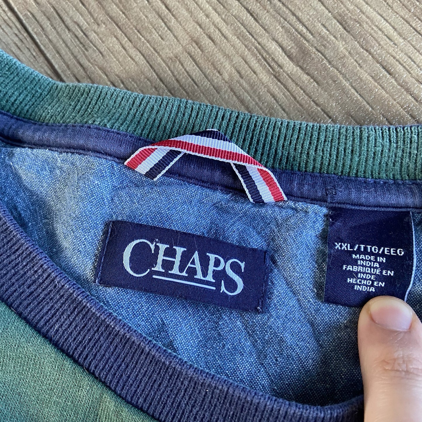 Vintage Chaps Ralph Lauren Sweatshirt 90s Size XXL Colour Block Green Navy Red