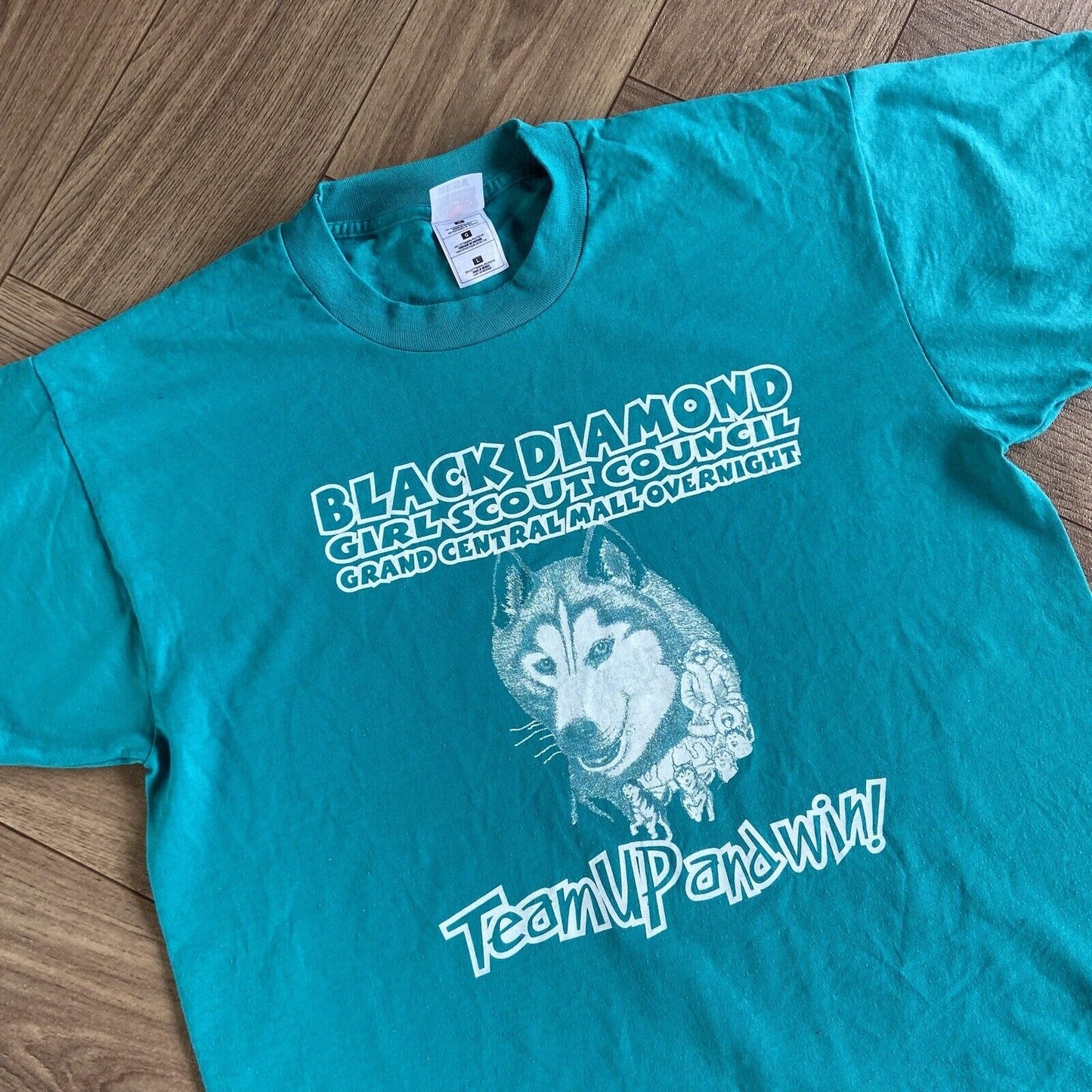 Vintage Girl Scout Single Stitch Graphic T Shirt 90s Size L Green